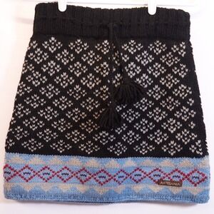Artesania Alpaca Wool Skirt Small Lined Striped‎ Scandi Minimal Nordic Fair Isle
